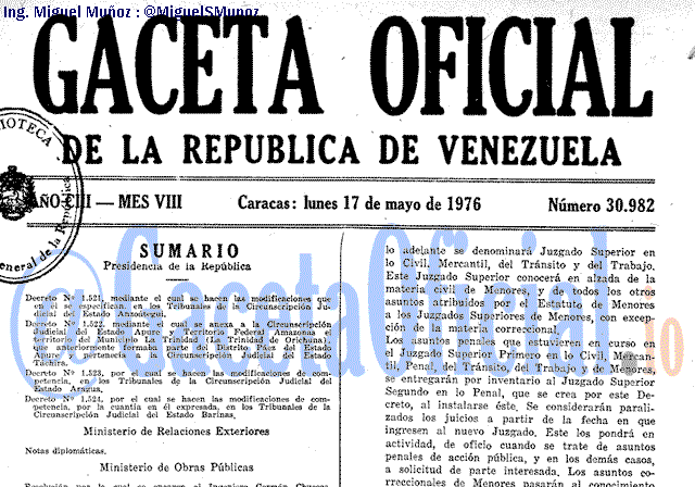 Gaceta Oficial 30982 del 17 Mayo 1976