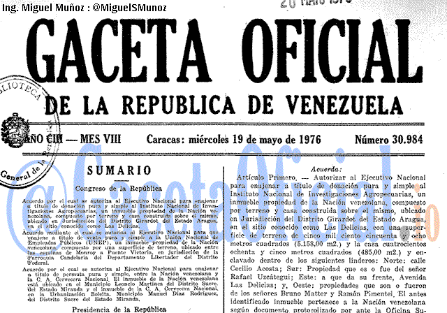 Gaceta Oficial 30984 del 19 Mayo 1976