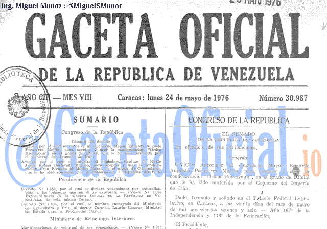 Gaceta Oficial 30987 del 24 Mayo 1976