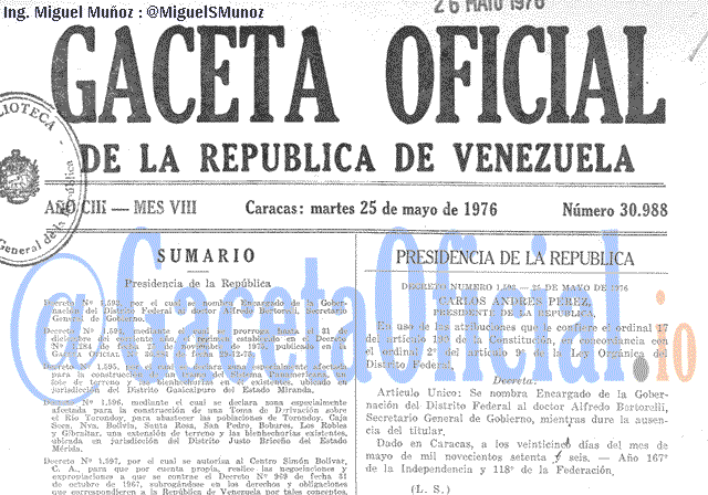 Gaceta Oficial 30988 del 25 Mayo 1976