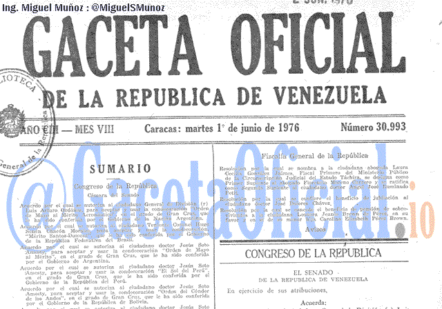 Gaceta Oficial 30993 del 1 Junio 1976