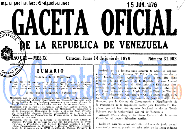 Gaceta Oficial 31002 del 14 Junio 1976