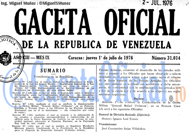 Gaceta Oficial 31014 del 1 Julio 1976