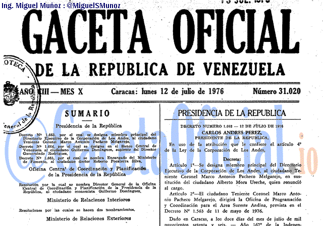 Gaceta Oficial 31020 del 12 Julio 1976