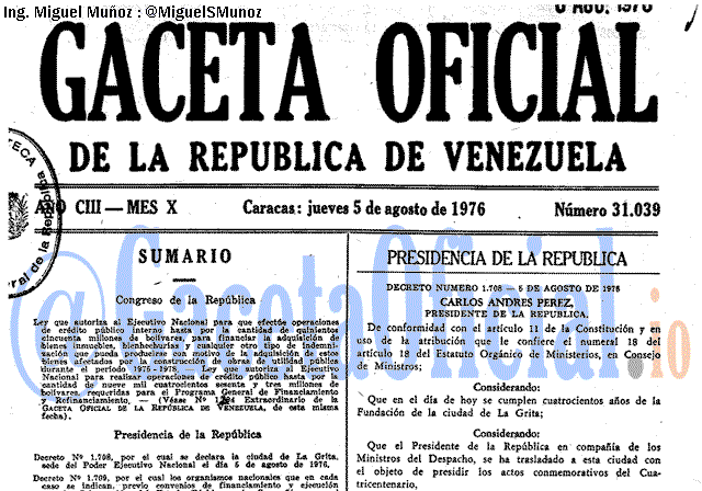 Gaceta Oficial 31039 del 5 Agosto 1976