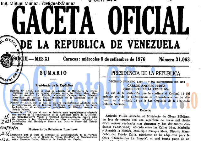 Gaceta Oficial 31063 del 8 Septiembre 1976