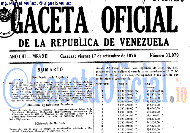 Gaceta Oficial 31070 del 17 Septiembre 1976