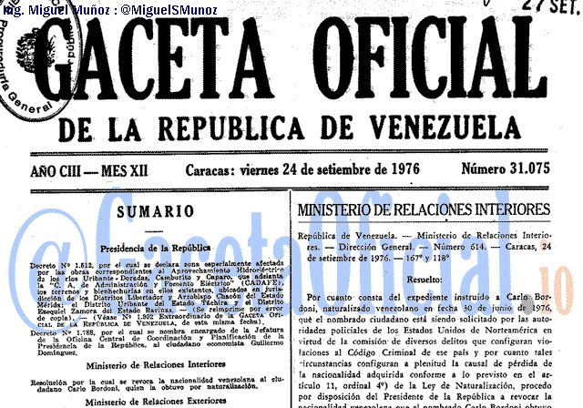 Gaceta Oficial 31075 del 24 Septiembre 1976