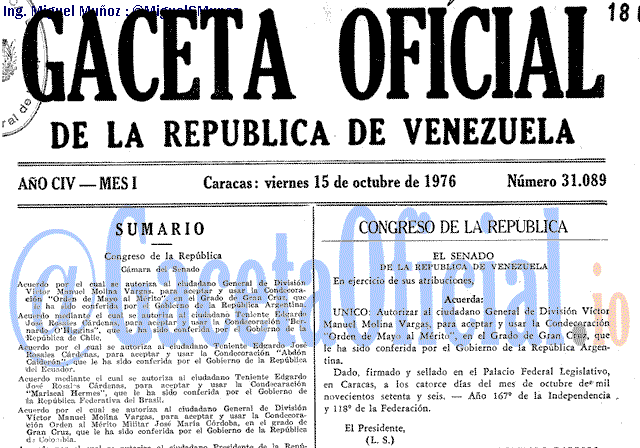 Gaceta Oficial 31089 del 15 Octubre 1976