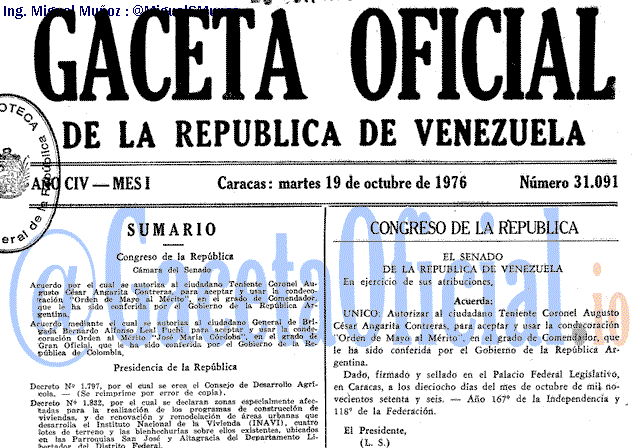 Gaceta Oficial 31091 del 19 Octubre 1976