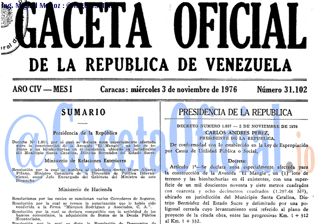 Gaceta Oficial 31102 del 3 Noviembre 1976