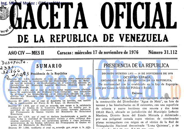 Gaceta Oficial 31112 del 17 Noviembre 1976