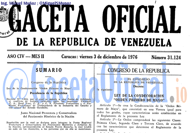 Gaceta Oficial 31124 del 3 Diciembre 1976