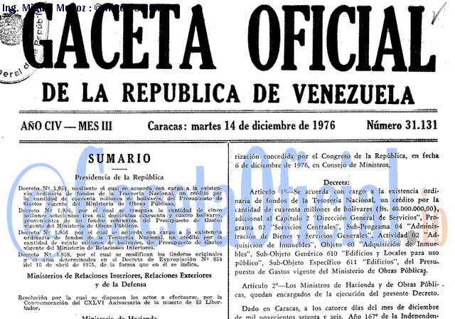 Gaceta Oficial 31131 del 14 Diciembre 1976
