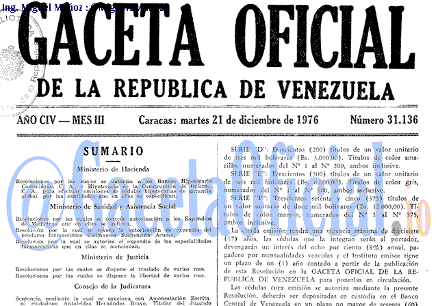 Gaceta Oficial 31136 del 21 Diciembre 1976
