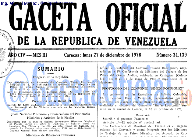 Gaceta Oficial 31139 del 27 Diciembre 1976