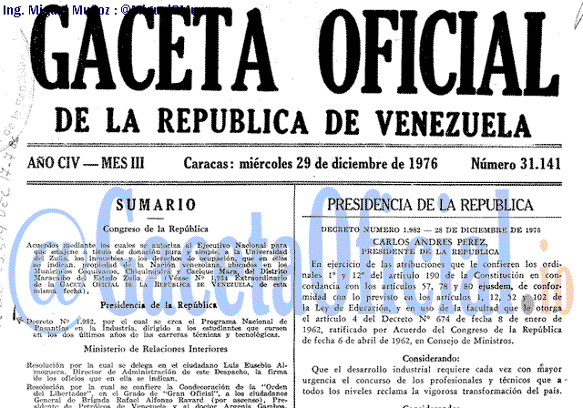 Gaceta Oficial 31141 del 29 Diciembre 1976
