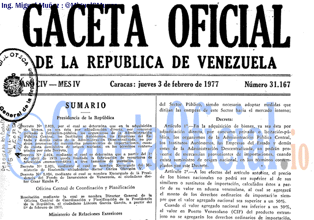 Gaceta Oficial 31167 del 3 Febrero 1977