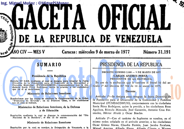 Gaceta Oficial 31191 del 9 Marzo 1977