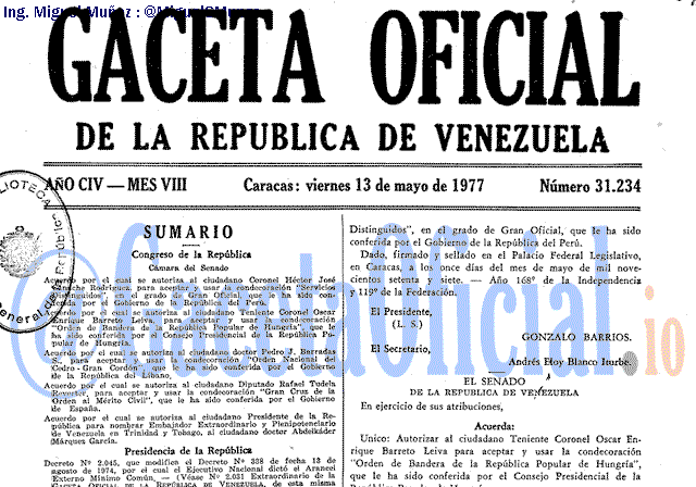 Gaceta Oficial 31234 del 13 Mayo 1977