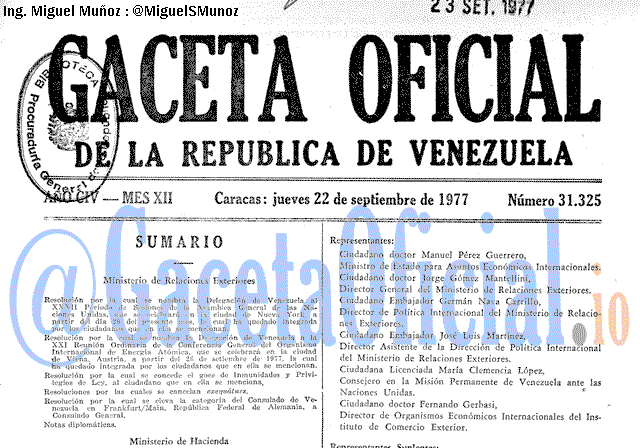 Gaceta Oficial 31325 del 22 Septiembre 1977