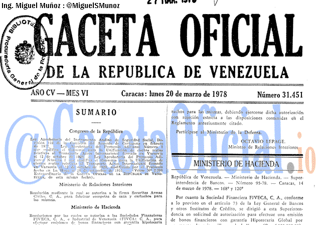 Gaceta Oficial 31451 del 20 Marzo 1978