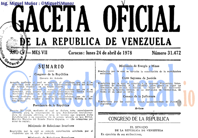 Gaceta Oficial 31472 del 24 Abril 1978