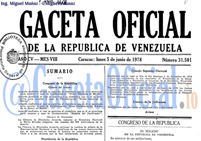 Gaceta Oficial 31501 del 5 Junio 1978