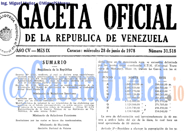 Gaceta Oficial 31518 del 28 Junio 1978