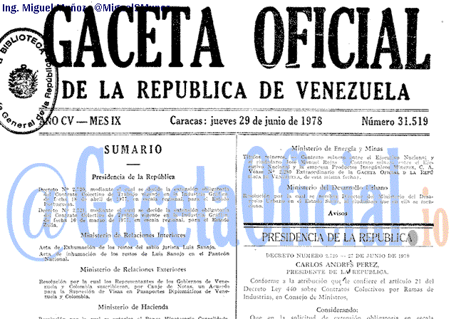 Gaceta Oficial 31519 del 29 Junio 1978