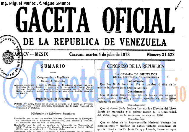 Gaceta Oficial 31522 del 4 Julio 1978