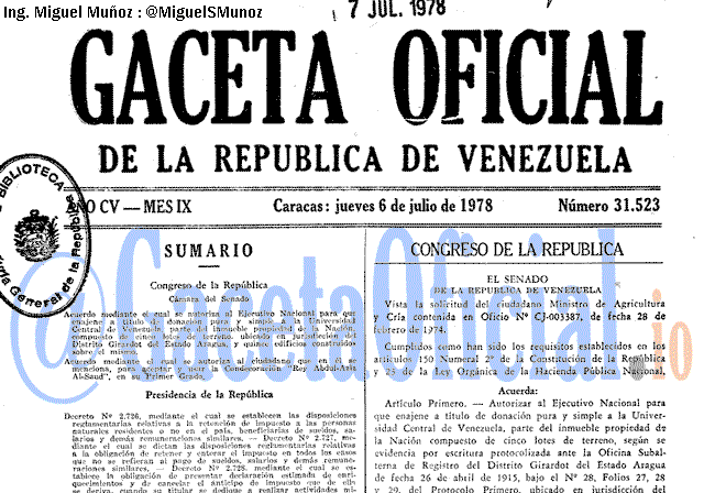 Gaceta Oficial 31523 del 6 Julio 1978