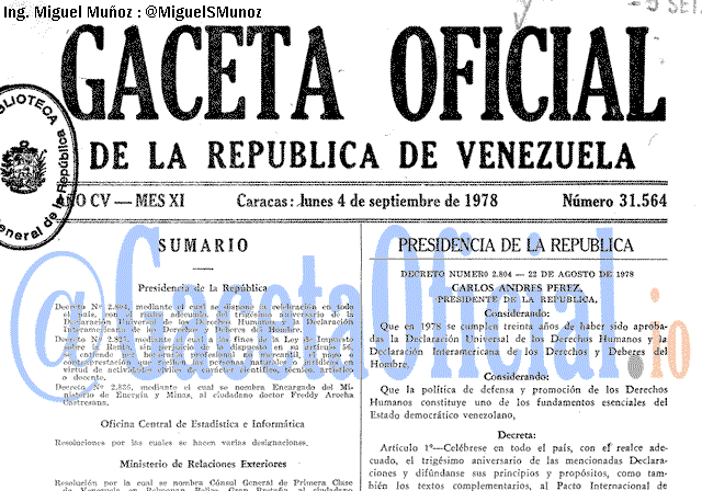 Gaceta Oficial 31564 del 4 Septiembre 1978