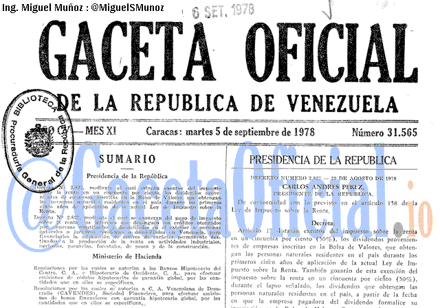 Gaceta Oficial 31565 del 5 Septiembre 1978