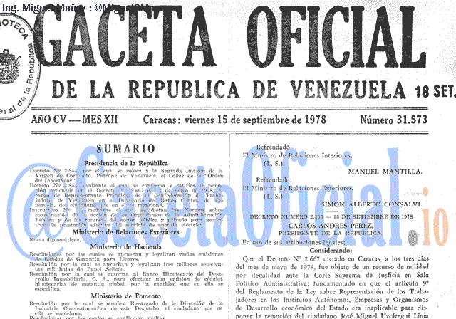 Gaceta Oficial 31573 del 15 Septiembre 1978