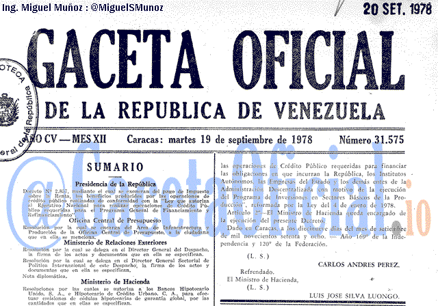 Gaceta Oficial 31575 del 19 Septiembre 1978