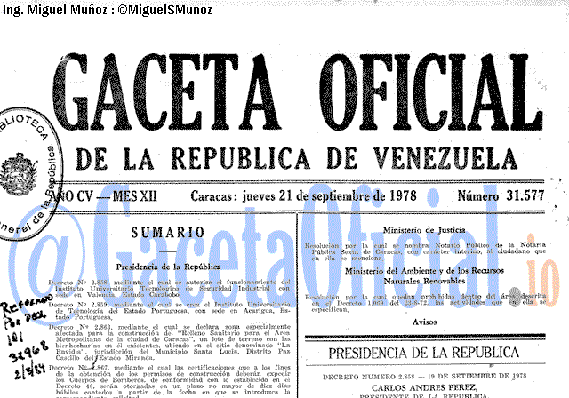 Gaceta Oficial 31577 del 21 Septiembre 1978