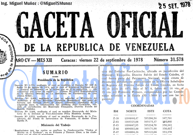 Gaceta Oficial 31578 del 22 Septiembre 1978