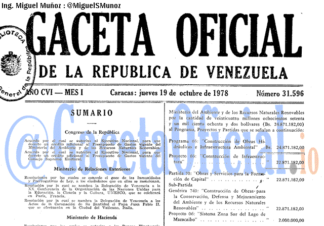 Gaceta Oficial 31596 del 19 Octubre 1978