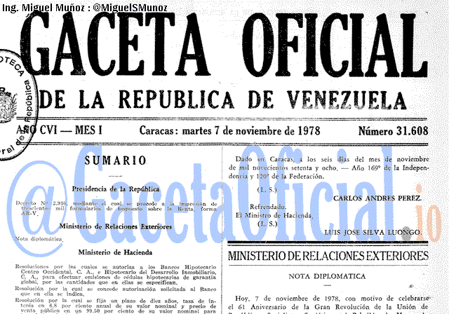 Gaceta Oficial 31608 del 7 Noviembre 1978