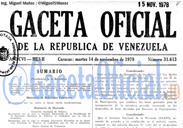 Gaceta Oficial 31613 del 14 Noviembre 1978