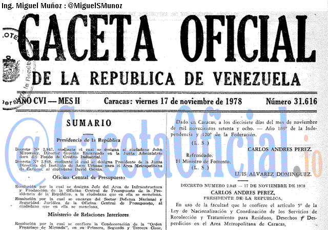 Gaceta Oficial 31616 del 17 Noviembre 1978