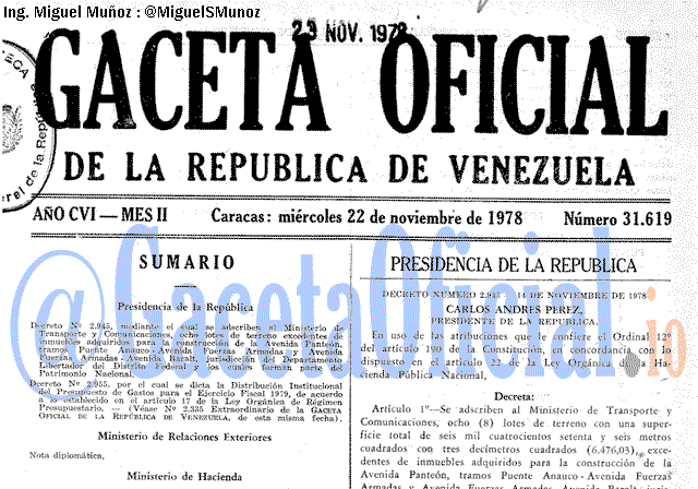Gaceta Oficial 31619 del 22 Noviembre 1978