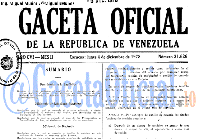 Gaceta Oficial 31626 del 4 Diciembre 1978