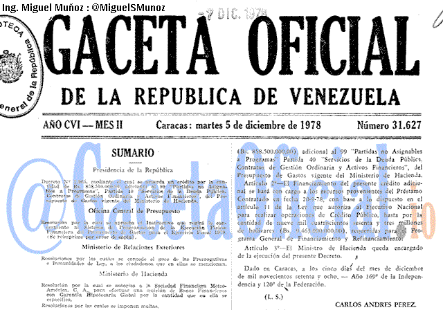 Gaceta Oficial 31627 del 5 Diciembre 1978