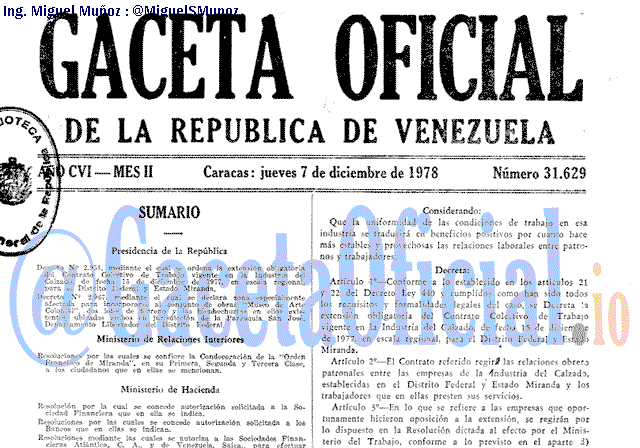Gaceta Oficial 31629 del 7 Diciembre 1978