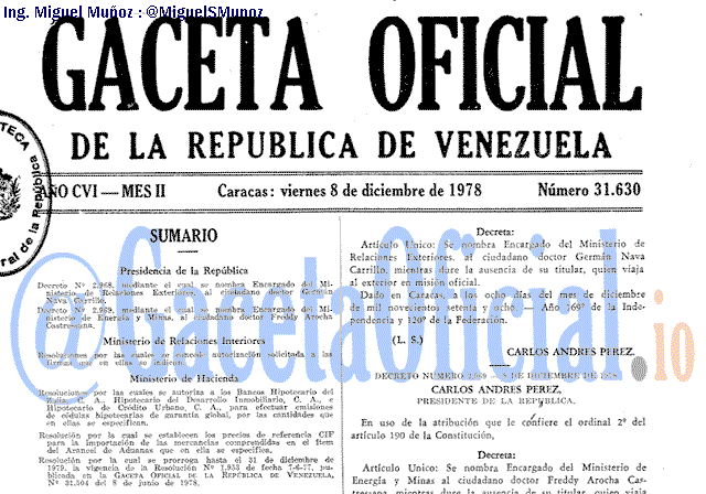 Gaceta Oficial 31630 del 8 Diciembre 1978