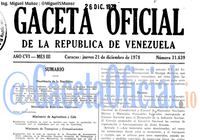 Gaceta Oficial 31639 del 21 Diciembre 1978