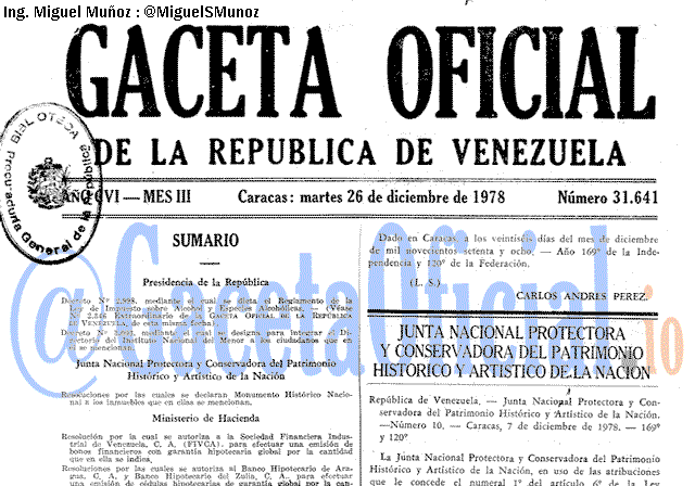 Gaceta Oficial 31641 del 26 Diciembre 1978