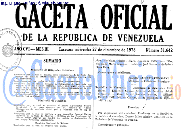 Gaceta Oficial 31642 del 27 Diciembre 1978